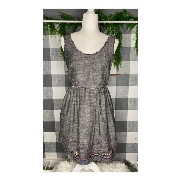 Freeway Dresses & Skirts - Freeway Gray “Denim” Dress with Embroidery